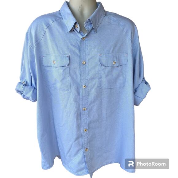 ORVIS Clearwater Hybrid Dress Fishing Long Sleeve Button Down Shirt XXL UPF 30+ - Picture 2 of 12